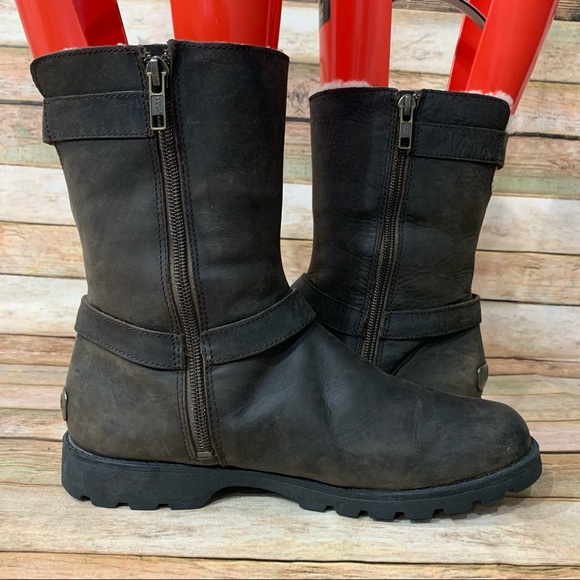 Ugg Grandle Brown Leather Biker Boots 